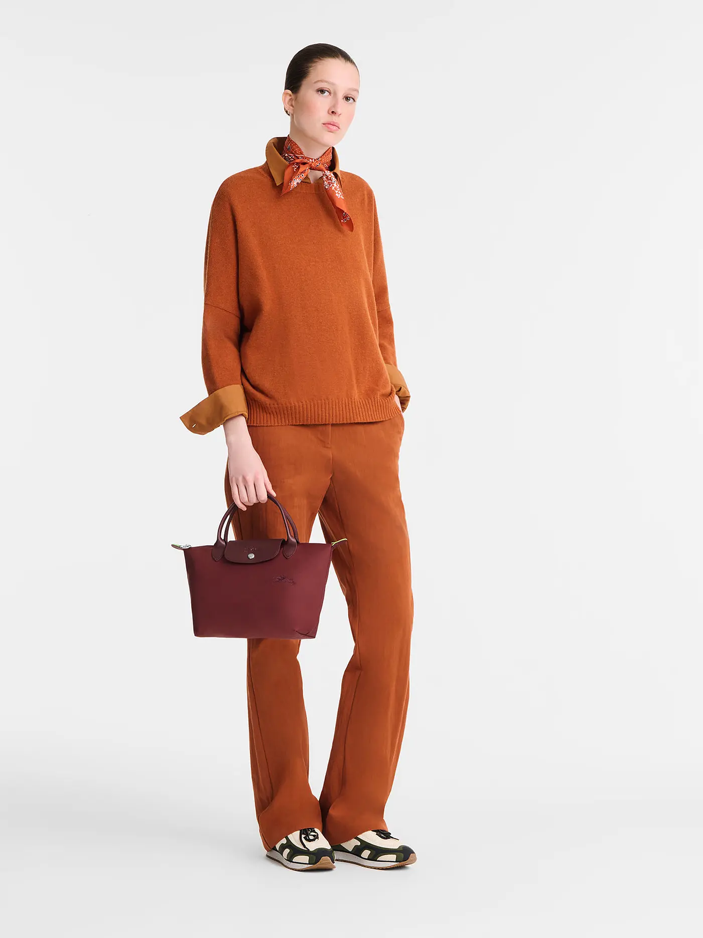 LONGCHAMP | Le Pliage  Green Handtasche Small, Graphite | dunkelrot
